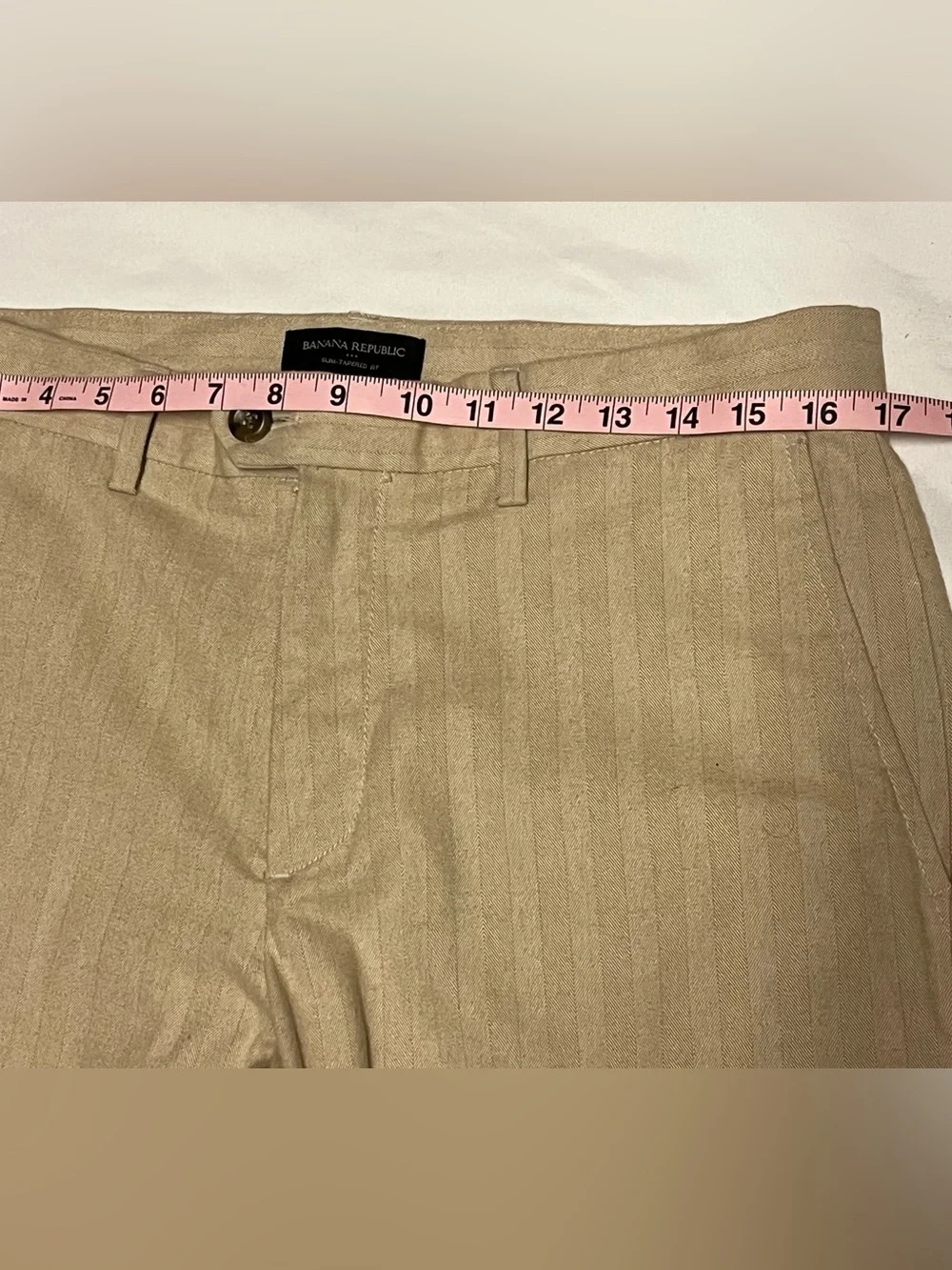 Banana Republic Slim Tapered Fit Khaki Herringbone Dress Pants Mens 31x32 Preppy